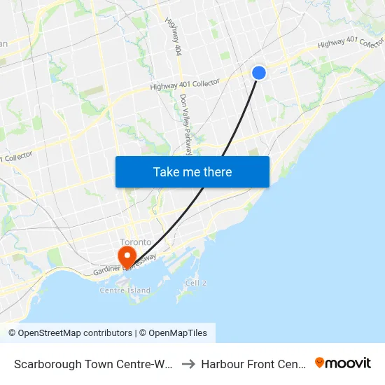 Scarborough Town Centre-West to Harbour Front Centre map