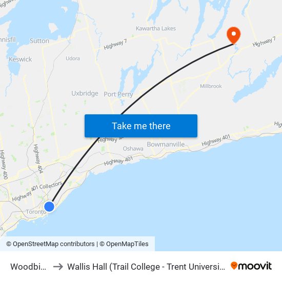 Woodbine to Wallis Hall (Trail College - Trent University) map