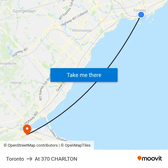 Toronto to At 370 CHARLTON map