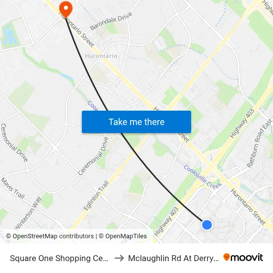 Square One Shopping Centre to Mclaughlin Rd At Derry Rd map