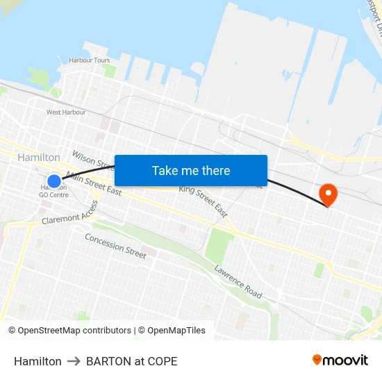 Hamilton to BARTON at COPE map