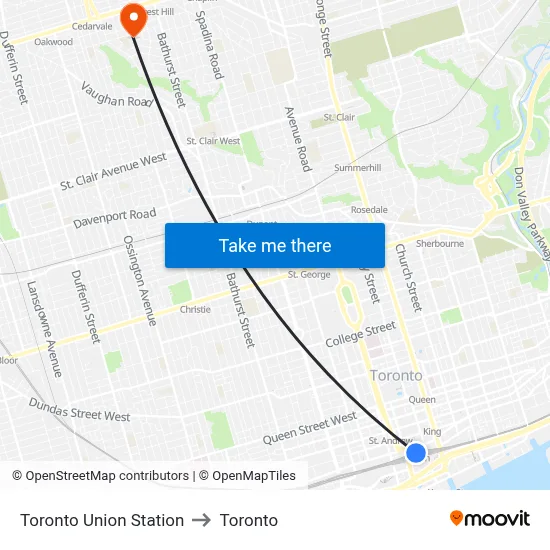Toronto Union Station to Toronto map