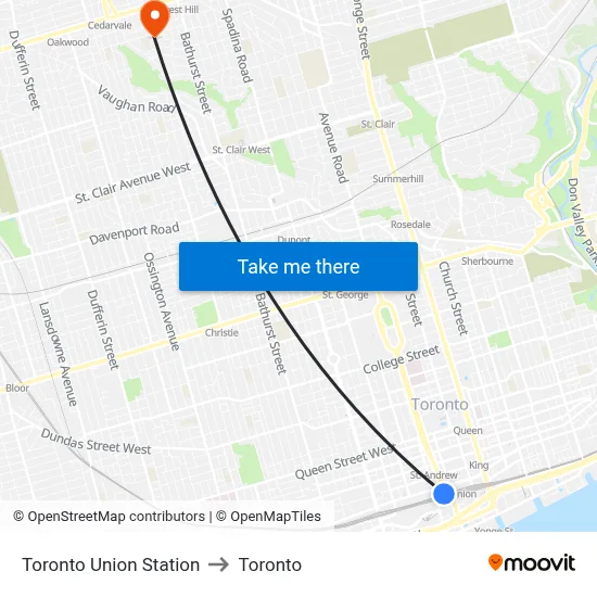 Toronto Union Station to Toronto map