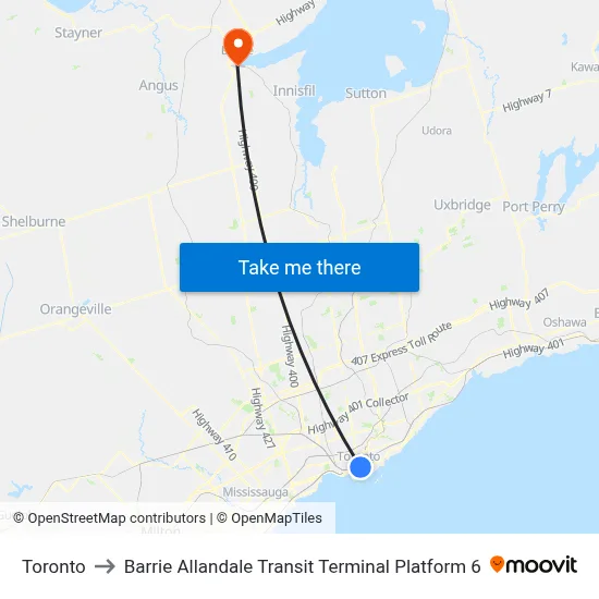 Toronto to Barrie Allandale Transit Terminal Platform 6 map