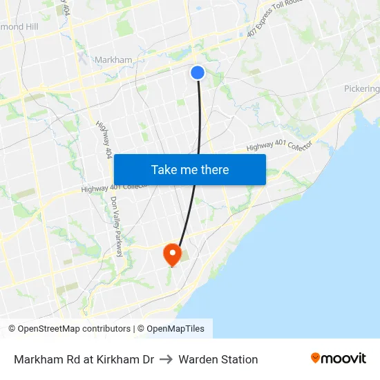Markham Rd at Kirkham Dr to Warden Station map