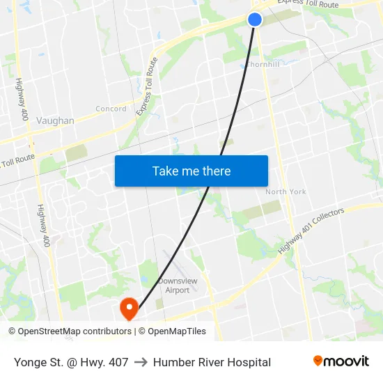 Yonge St. @ Hwy. 407 to Humber River Hospital map