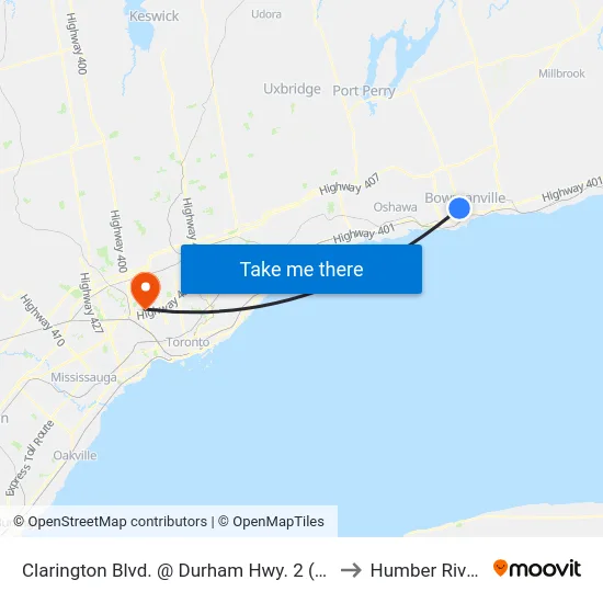 Clarington Blvd. @ Durham Hwy. 2 (Bowmanville) Park & Ride to Humber River Hospital map