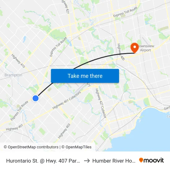 Hurontario St. @ Hwy. 407 Park & Ride to Humber River Hospital map