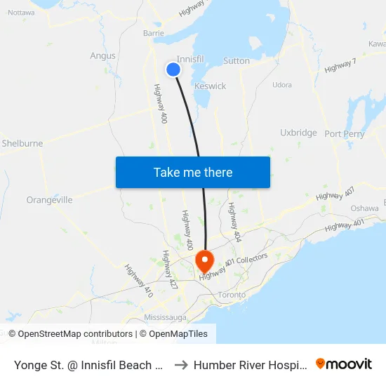 Yonge St. @ Innisfil Beach Rd. to Humber River Hospital map
