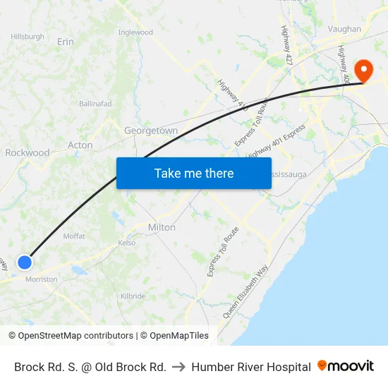 Brock Rd. S. @ Old Brock Rd. to Humber River Hospital map