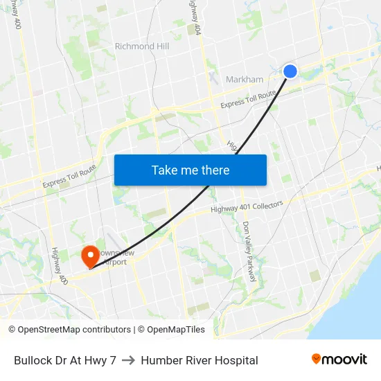 Bullock Dr At Hwy 7 to Humber River Hospital map