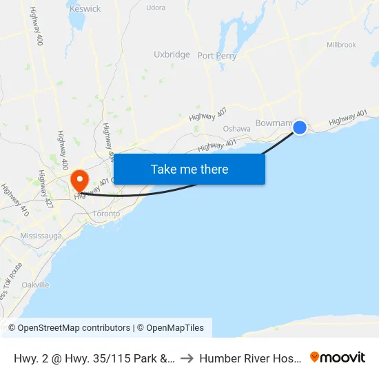 Hwy. 2 @ Hwy. 35/115 Park & Ride to Humber River Hospital map