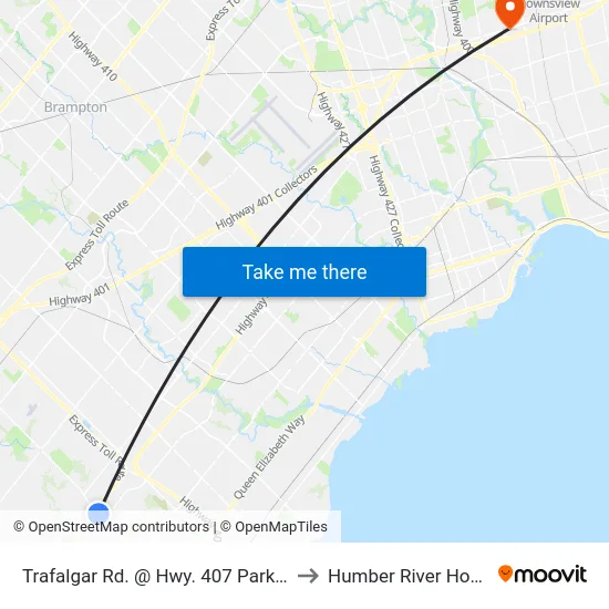 Trafalgar Rd. @ Hwy. 407 Park & Ride to Humber River Hospital map