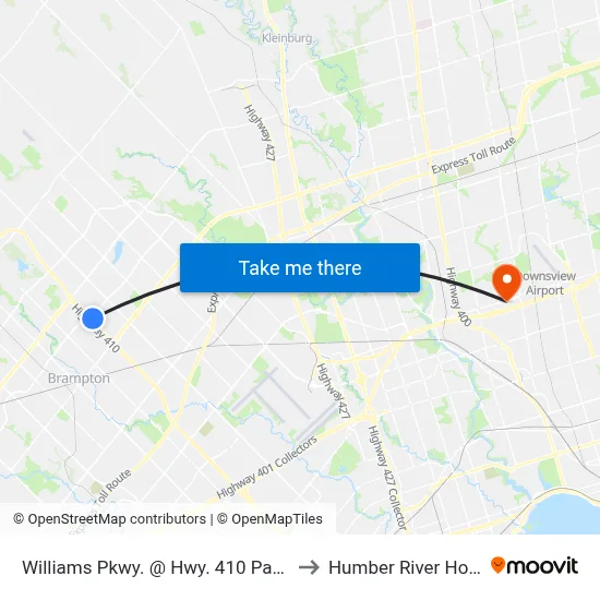 Williams Pkwy. @ Hwy. 410 Park & Ride to Humber River Hospital map