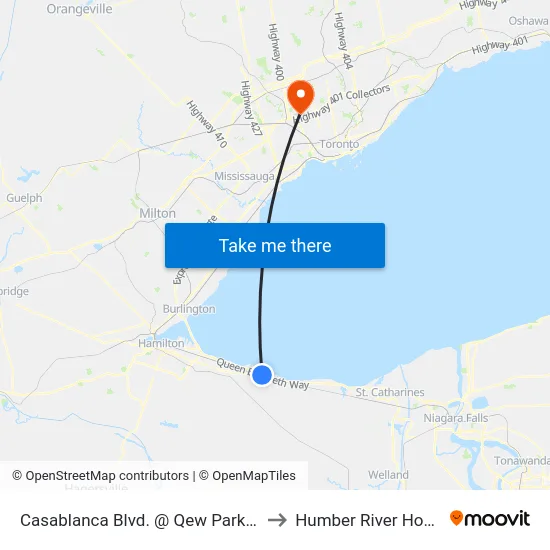 Casablanca Blvd. @ Qew Park & Ride to Humber River Hospital map