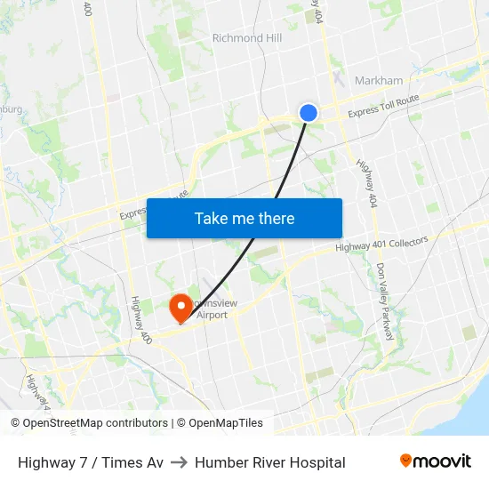 Highway 7 / Times Av to Humber River Hospital map