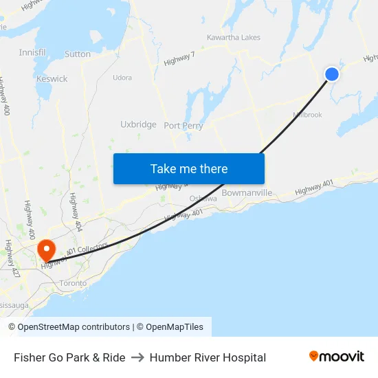 Fisher Go Park & Ride to Humber River Hospital map