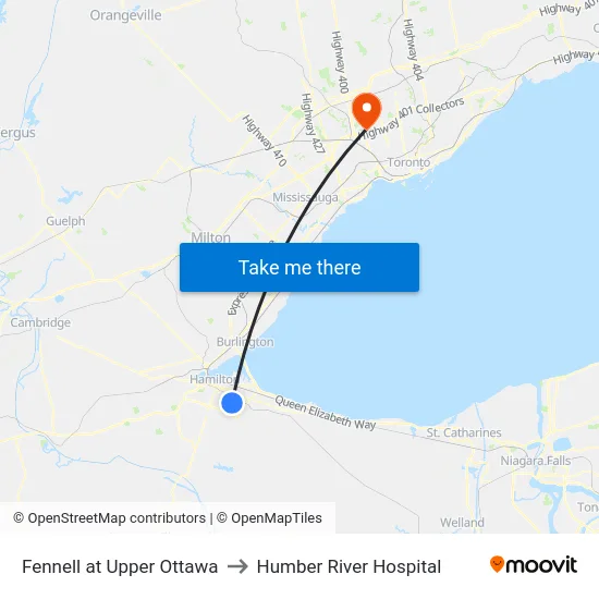 Fennell at Upper Ottawa to Humber River Hospital map