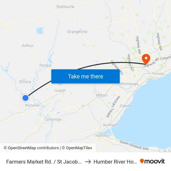 Farmers Market Rd. / St Jacobs Market to Humber River Hospital map