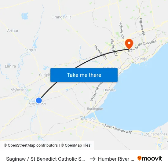 Saginaw / St Benedict Catholic Secondary School to Humber River Hospital map