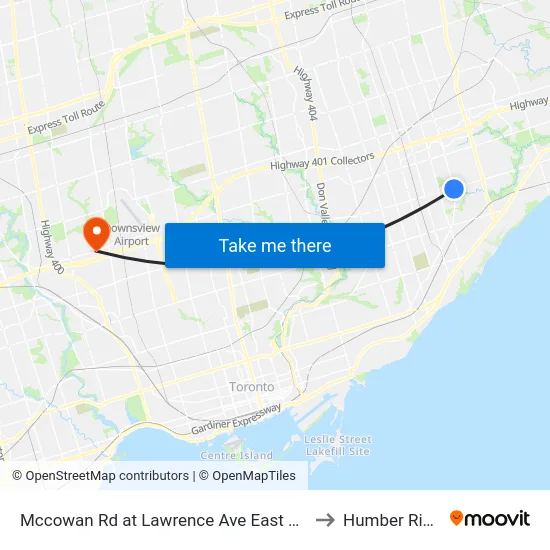 Mccowan Rd at Lawrence Ave East Scarborough General Hospital to Humber River Hospital map