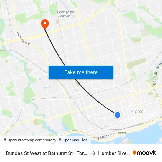 Dundas St West at Bathurst St - Toronto Western Hospital to Humber River Hospital map