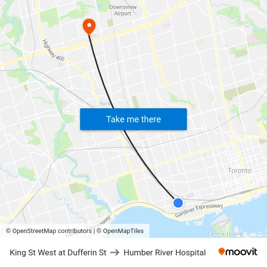 King St West at Dufferin St to Humber River Hospital map