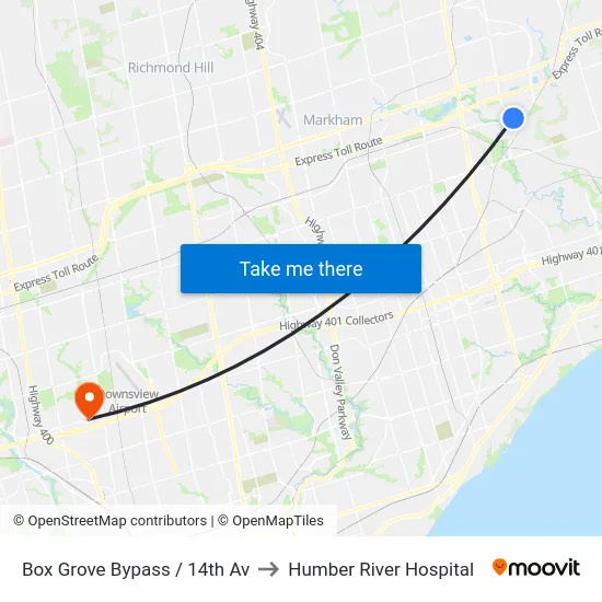 Box Grove Bypass / 14th Av to Humber River Hospital map