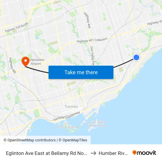 Eglinton Ave East at Bellamy Rd North - Eglinton Go Station to Humber River Hospital map