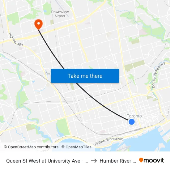 Queen St West at University Ave - Osgoode Station to Humber River Hospital map