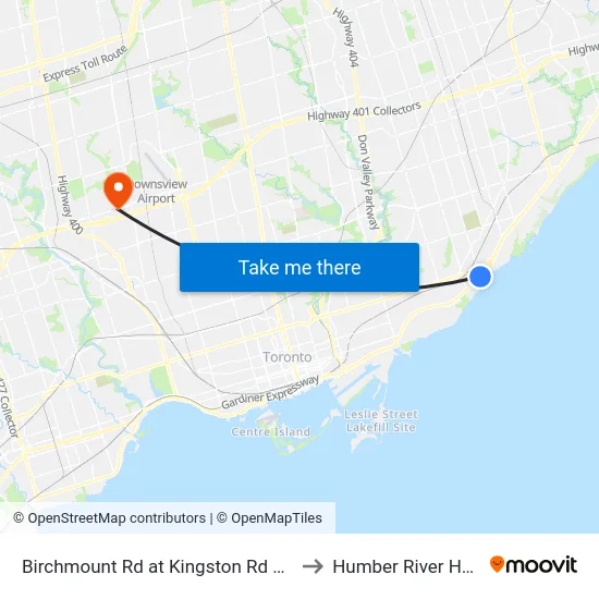 Birchmount Rd at Kingston Rd North Side to Humber River Hospital map