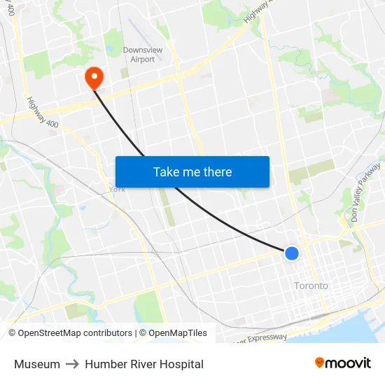 Museum to Humber River Hospital map