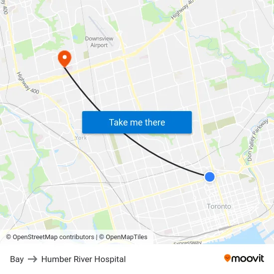 Bay to Humber River Hospital map