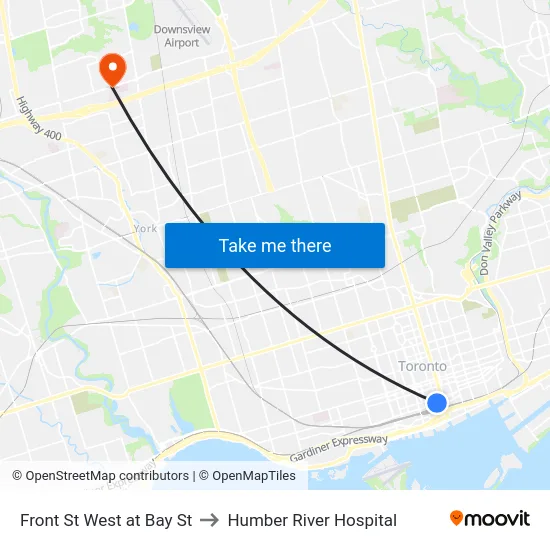 Front St West at Bay St to Humber River Hospital map