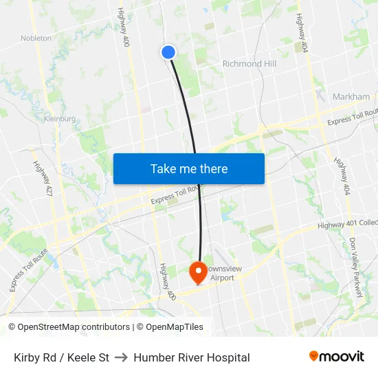 Kirby Rd / Keele St to Humber River Hospital map