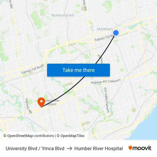 University Blvd / Ymca Blvd to Humber River Hospital map