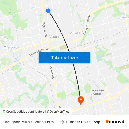 Vaughan Mills / South Entrance to Humber River Hospital map
