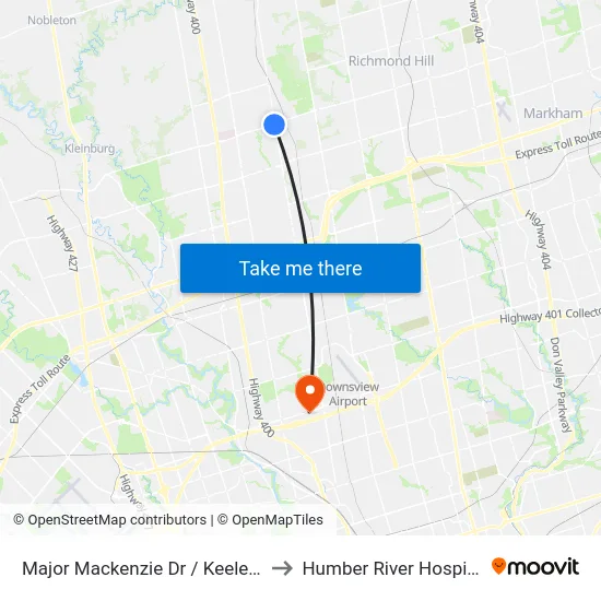 Major Mackenzie Dr / Keele St to Humber River Hospital map