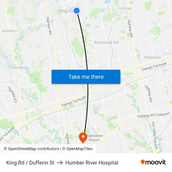 King Rd / Dufferin St to Humber River Hospital map