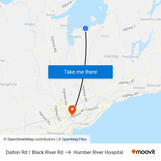Dalton Rd / Black River Rd to Humber River Hospital map