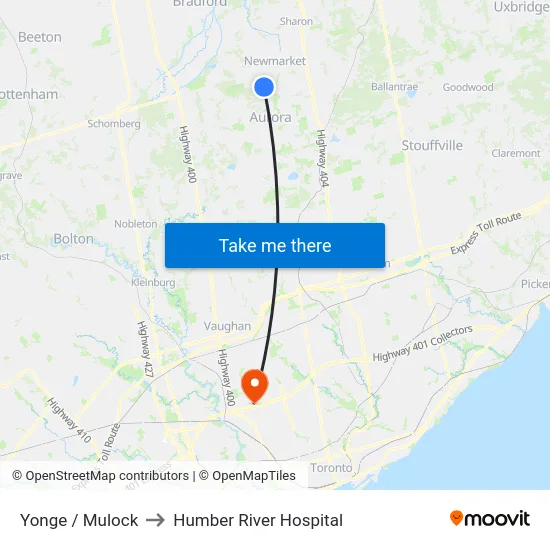 Yonge / Mulock to Humber River Hospital map