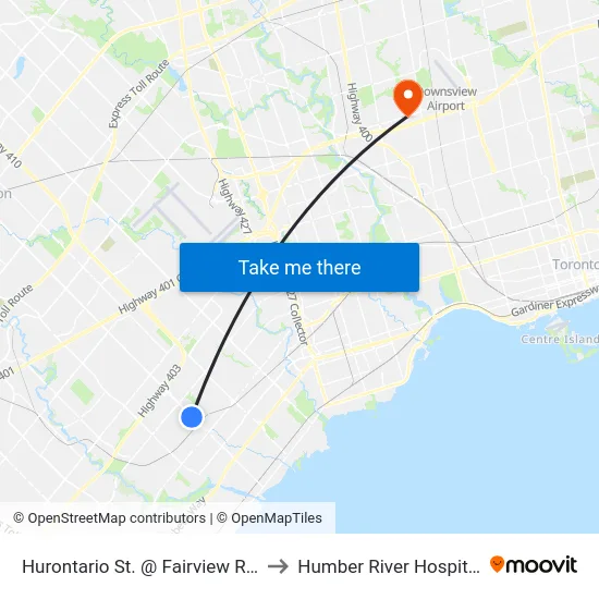 Hurontario St. @ Fairview Rd. to Humber River Hospital map