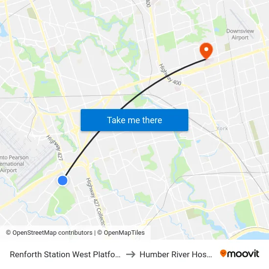 Renforth Station West Platform 1 to Humber River Hospital map