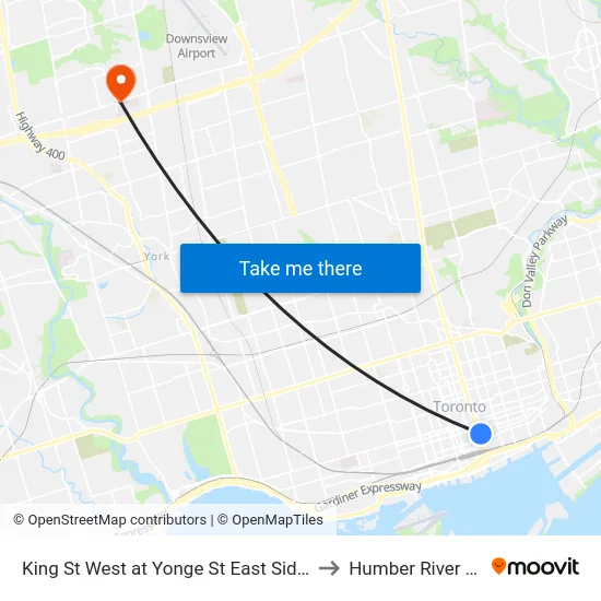 King St West at Yonge St East Side - King Station to Humber River Hospital map