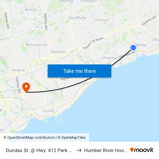 Dundas St. @ Hwy. 412 Park & Ride to Humber River Hospital map