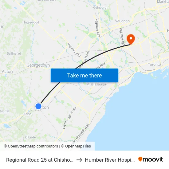 Regional Road 25 at Chisholm to Humber River Hospital map