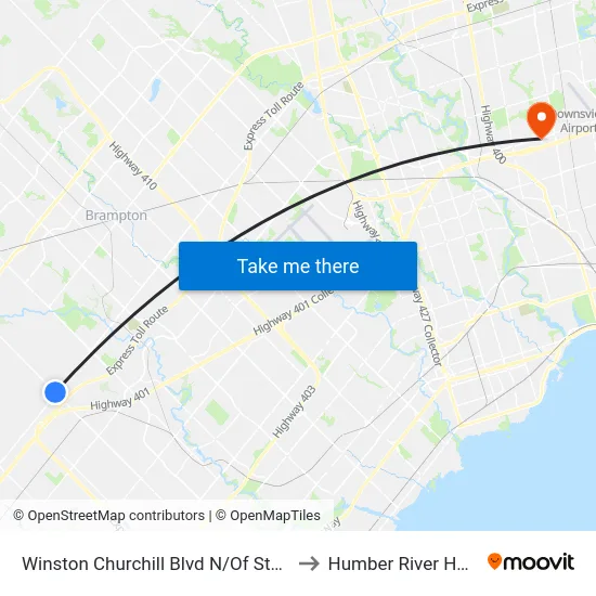 Winston Churchill Blvd N/Of Steeles Ave to Humber River Hospital map
