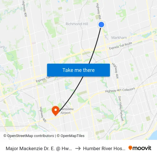 Major Mackenzie Dr. E. @ Hwy. 404 to Humber River Hospital map