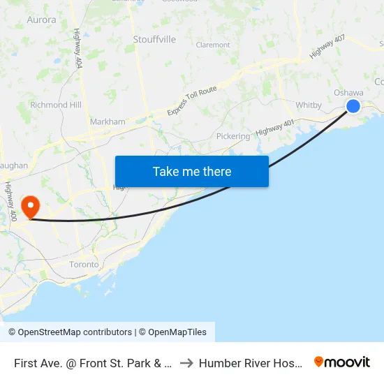 First Ave. @ Front St. Park & Ride to Humber River Hospital map