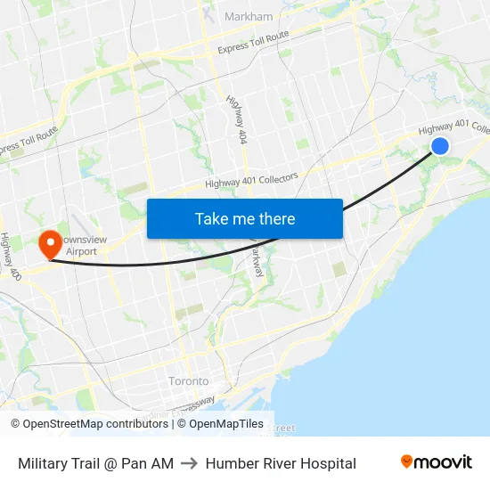 Military Trail @ Pan AM to Humber River Hospital map